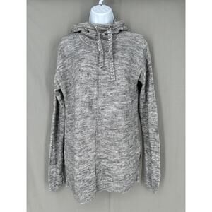GAP Hoodie Sweater Womens Small Gray Tunic Knit Cotton Cozy Casual Drawstring